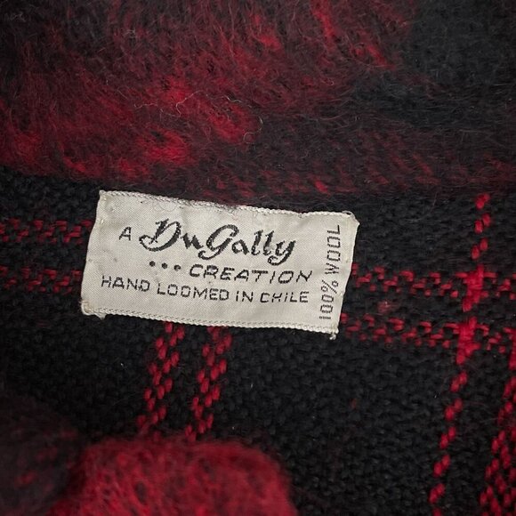Vintage 60's D.W. Gally Wool Cape‎ Coat Button Jacket Red & Black Plaid Women XL - Picture 5 of 9